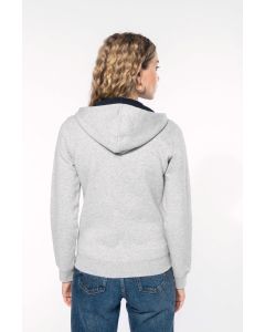 Damessweater met rits en capuchon in contrasterende kleur