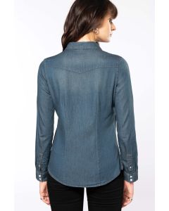 Dames denim blouse lange mouwen