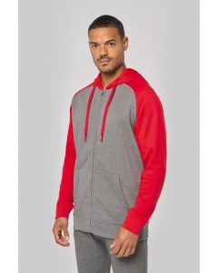 Fleece met rits en tweekleurige capuchon unisex