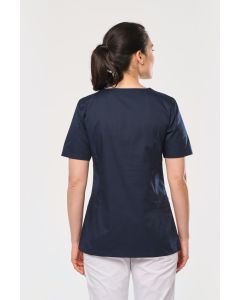 Damesblouse in polykatoen met drukknopen