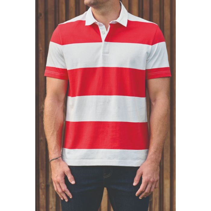 Gestreepte uniseks polo korte mouwen