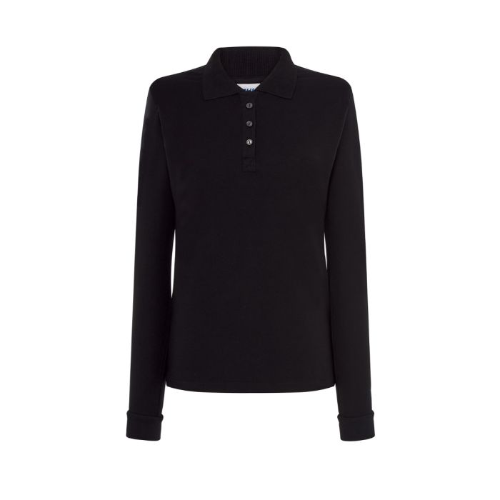 Polo pique lady LS black, katoen