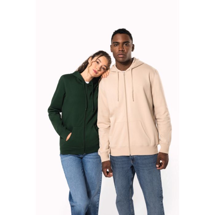Gerecycleerde sweater met rits en capuchon uniseks