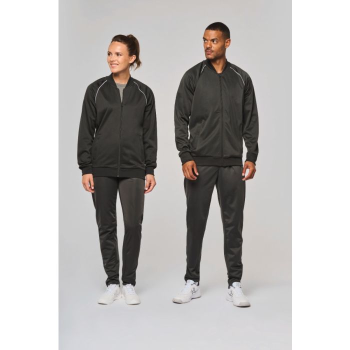 Unisex trainingsjas met rits en biesje