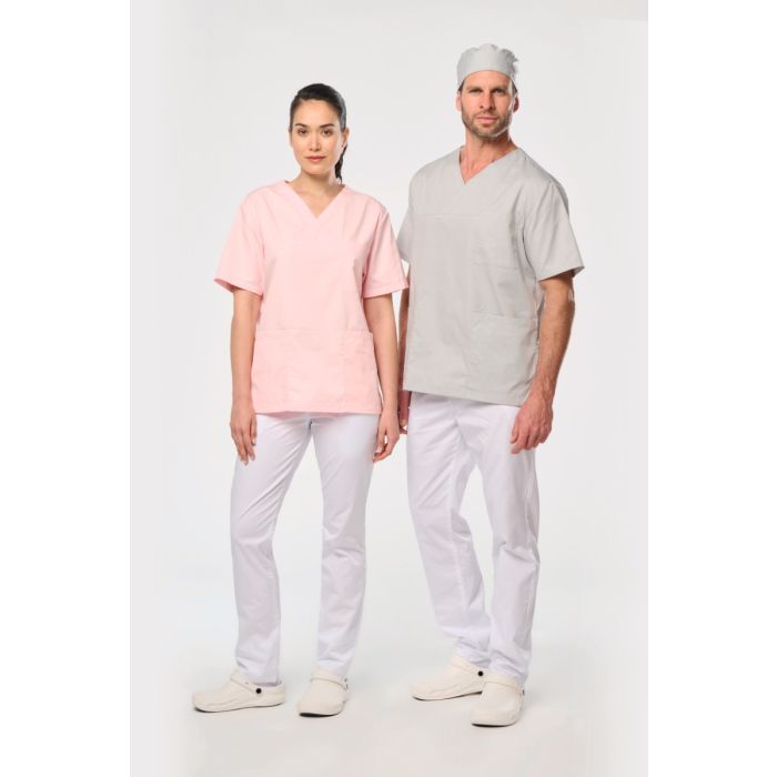 Unisex tuniek met korte mouwen in polykatoen