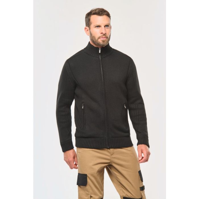 Met fleece gevoerde herencardigan.